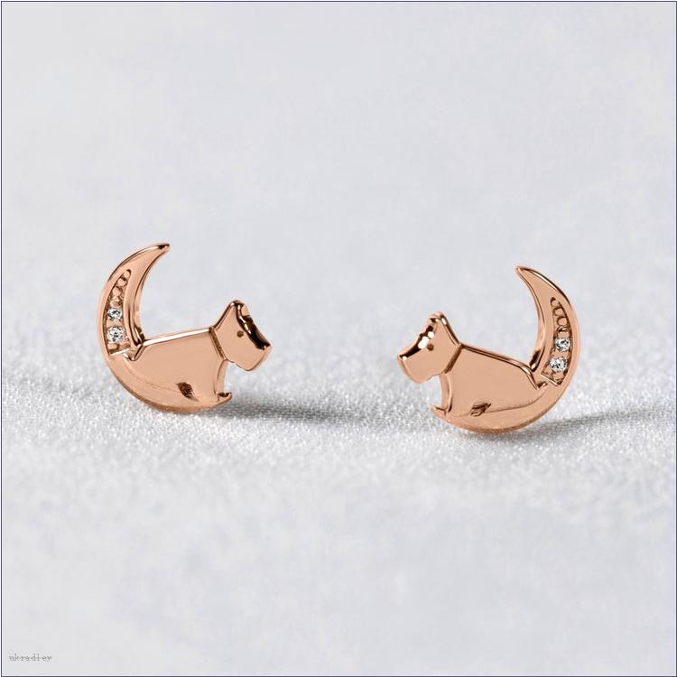  BAGRadleyUK Hatton Gardens, Dog In Moon Earrings With Diamonds